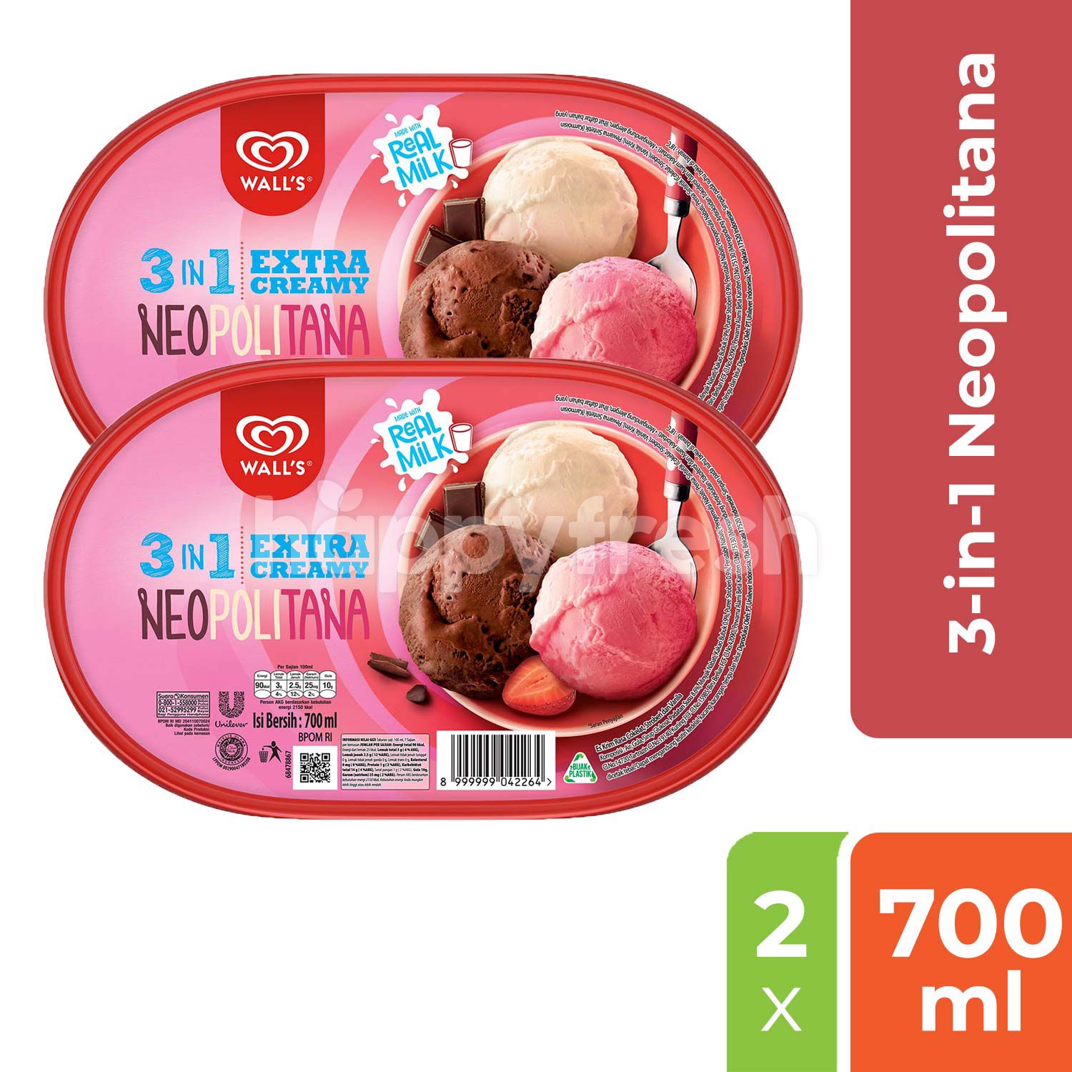 Jual Wall S Ice Cream Neopolitana Extra Creamy Twinpack Di Farmers