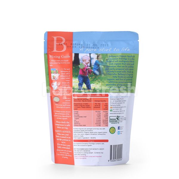 bellamy apple cinnamon porridge