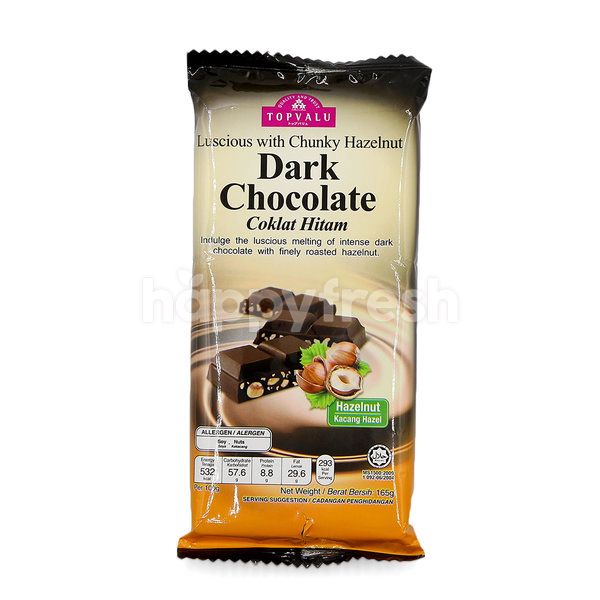 Topvalu Dark Chocolate Luscious With Chunky Hazelnut 165 Happyfresh