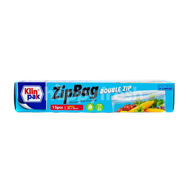 Product: Klinpak ZipBag Double Zip Multipurpose Plastic Storage Bags Size L - Image 1