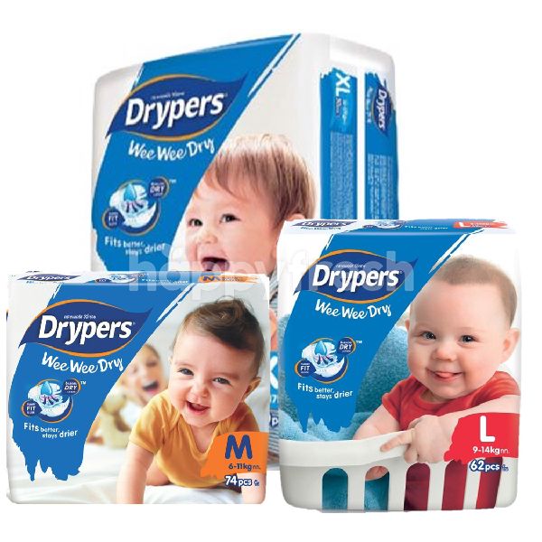 Drypers Wee Wee Dry Mega Pack Baby Diapers Bundle (3 Packs)