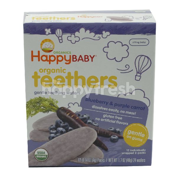 Beli HAPPY BABY Organic Teethers Blueberry & Purple Carrot Wafers dari