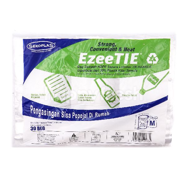 Sekoplas Ezeetie Garbage Bag Hdpe Semi-Transparent Tie-Handle Garbage Bag