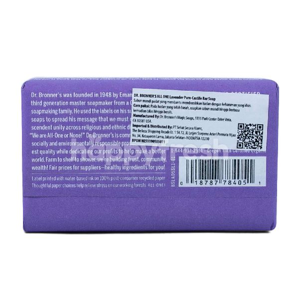 Jual Dr. Bronner's AllOne Lavender PureCastile Bar Soap di Growell Whole Foods HappyFresh