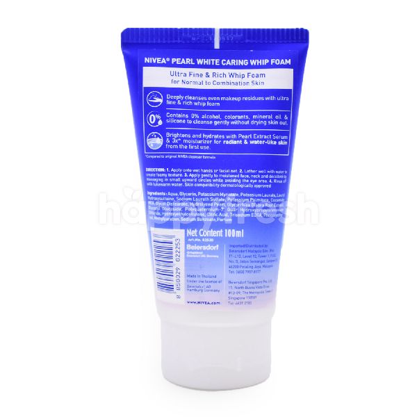 nivea pearl white caring whip foam