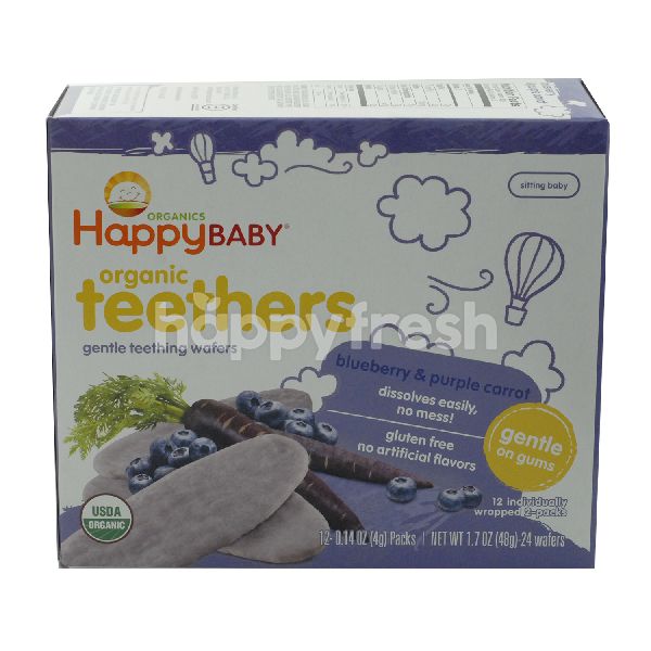 Beli HAPPY BABY Organic Teethers Blueberry & Purple Carrot Wafers Dari ...