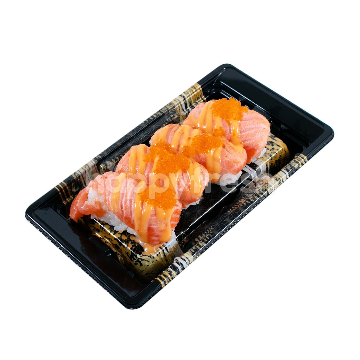 Spicy aburi salmon nigiri