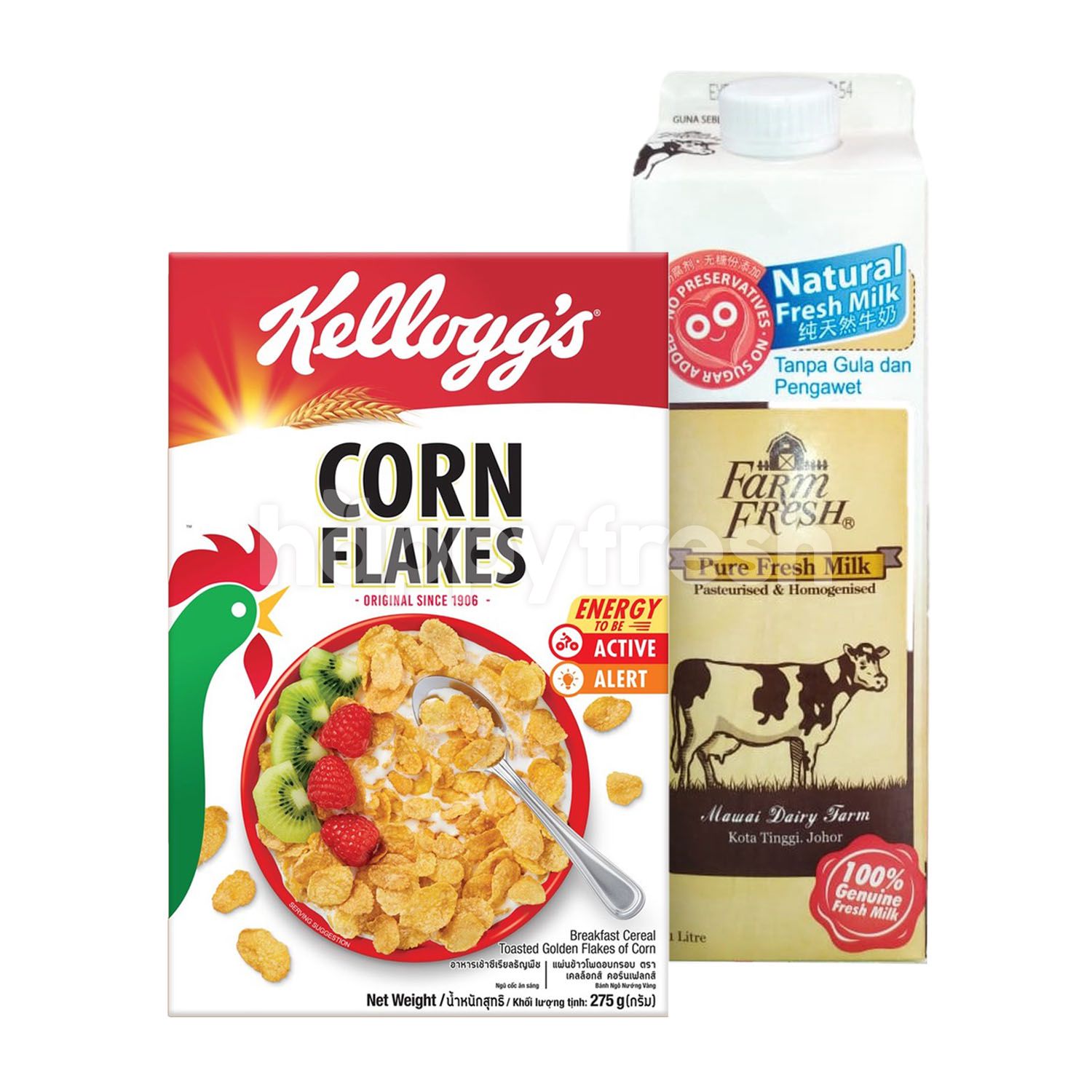 Beli Kellogg's Corn Flakes and Farm Fresh Pure Fresh Milk Drink dari ...