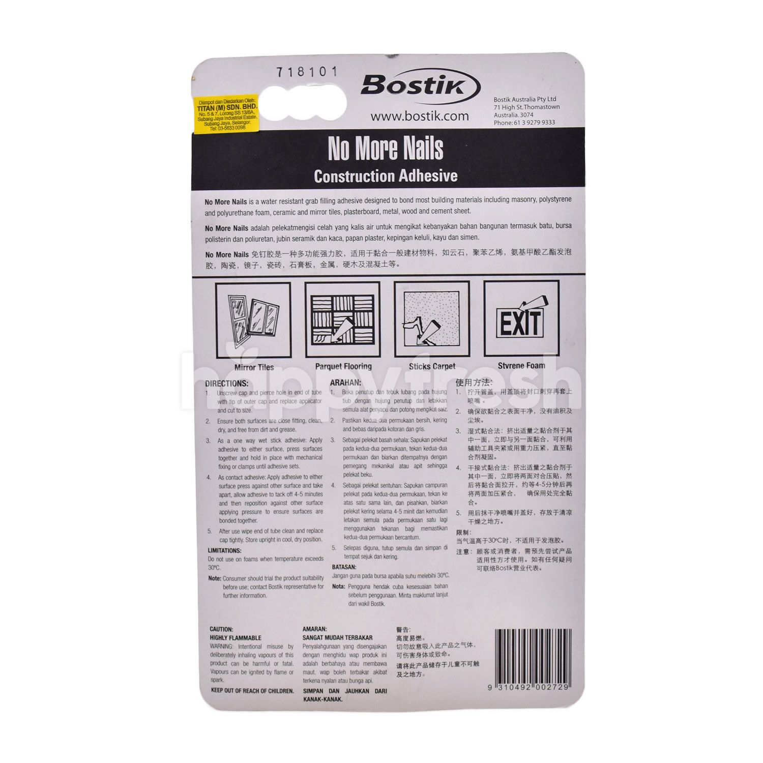 Beli Bostik No More Nails Adhesive Dari Isetan Happyfresh Klang Valley