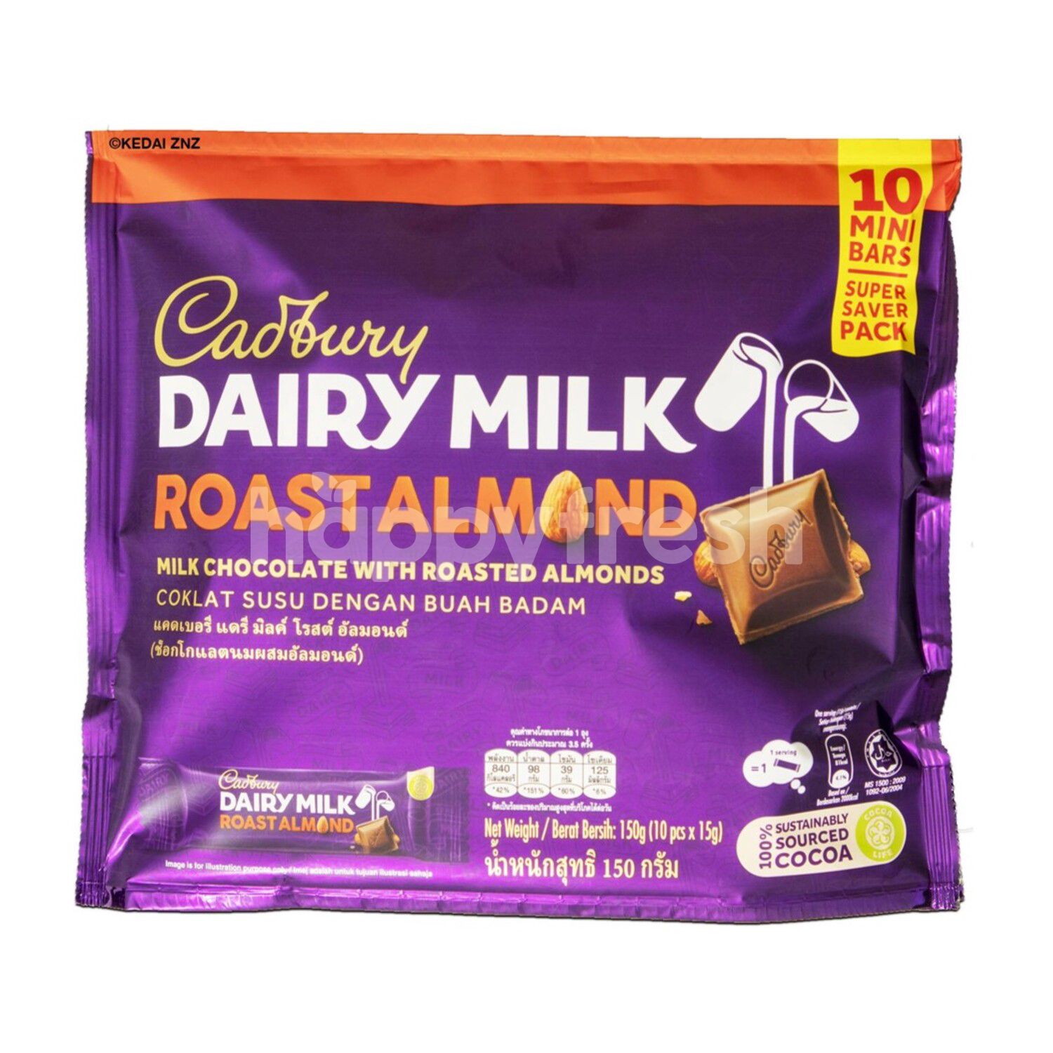 Beli Cadbury Dairy Milk Roast Almond (10 Mini Bars) dari Lotus's HappyFresh