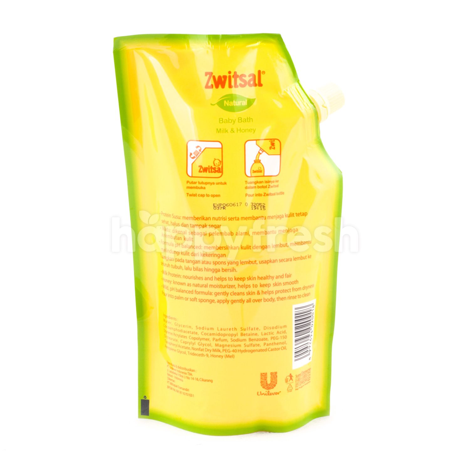 zwitsal baby bath milk & honey