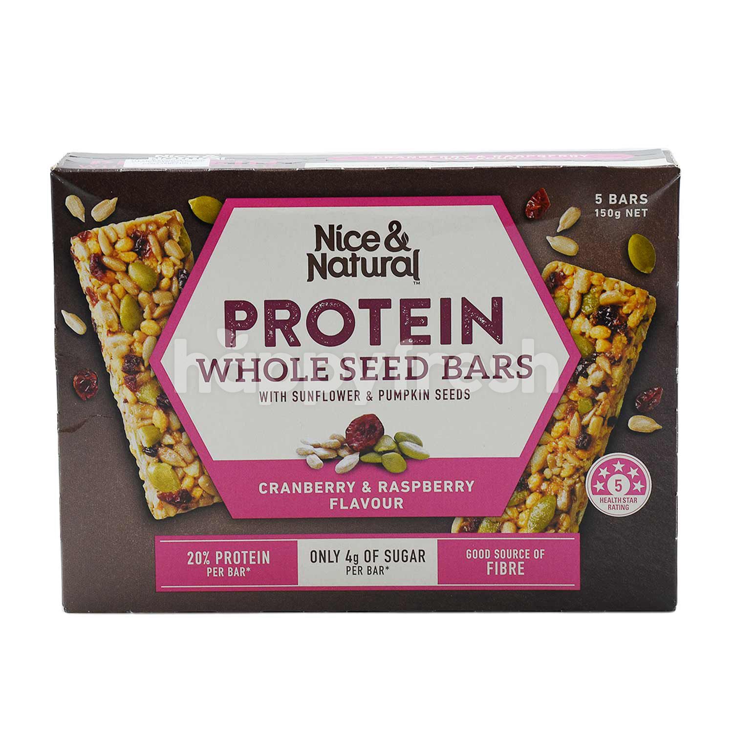 Beli Nice & Natural Protein Whole Seed Cranberry & Raspberry Flavor Bars (5 Bars x 30g) dari