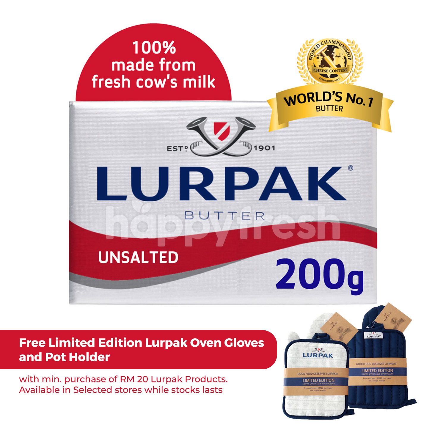 Buy Lurpak Butter Block In Foil Unsalted 200G at Selections HappyFresh